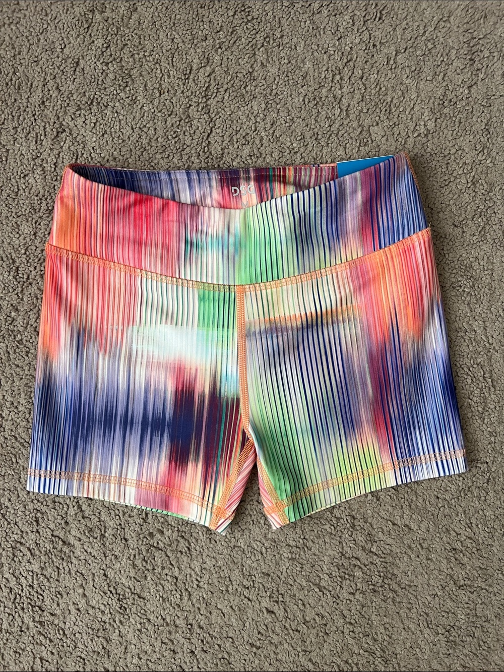 DSG Multicolor Tie-Dye Ribbed Bike Shorts - Pink, Blue, Green, Orange